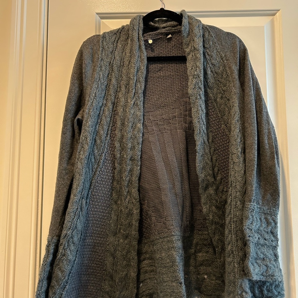 Anthropologie Cozy Gray Knit Long Cardigan